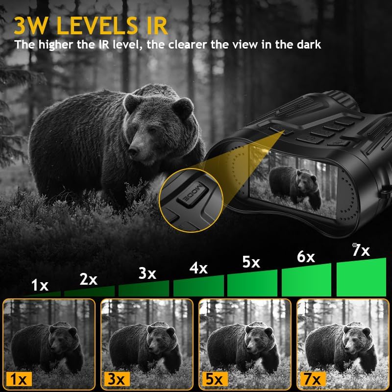 Tizycod Night Vision Binoculars for Adults, 4K HD Night Vision Goggles with Video Recording, Gift for Men, Boys, Father's Day, Christmas for Outdoor Night Adventure, Wildlife Watching - Image 4